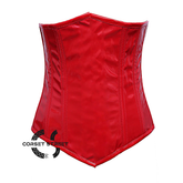 Red PVC Leather Long Underbust Steampunk Corset
